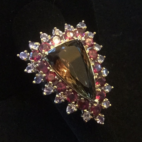 Gem & Mineral Show Jewelry - Majestic Genuine Smoky Quartz & Tanzanite Ring